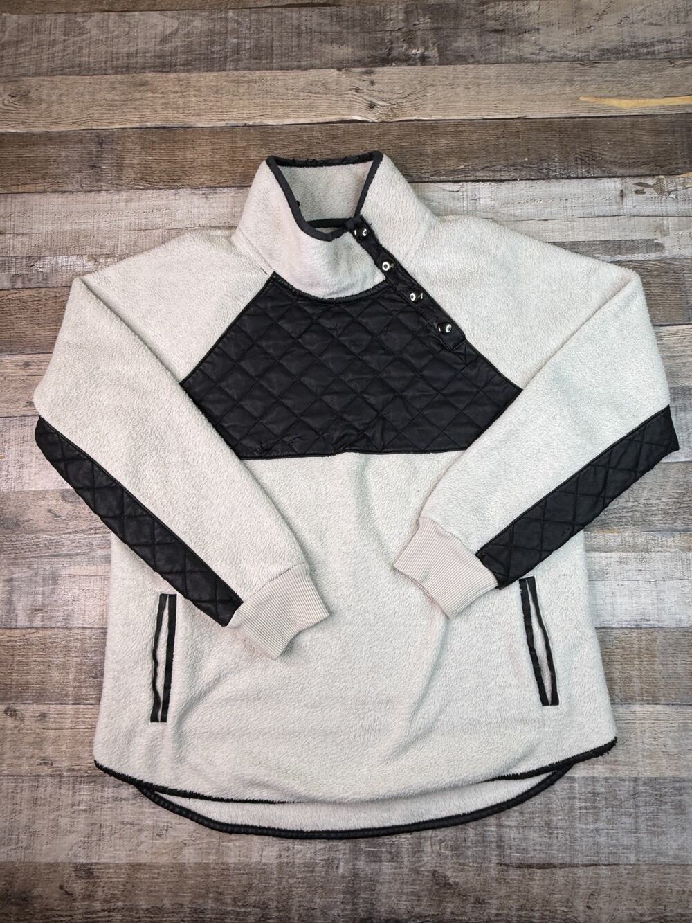 Abercrombie & Fitch Women’s Large Sherpa Faux Leather Fleece Jacket Pullover